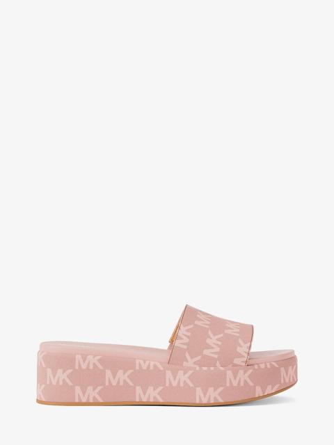 MICHAEL KORS Sadler Logo Jacquard Platform Slide Sandal