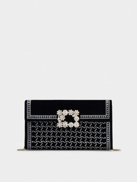 Hotfix Vichy Flower Strass Clutch Bag in Velvet