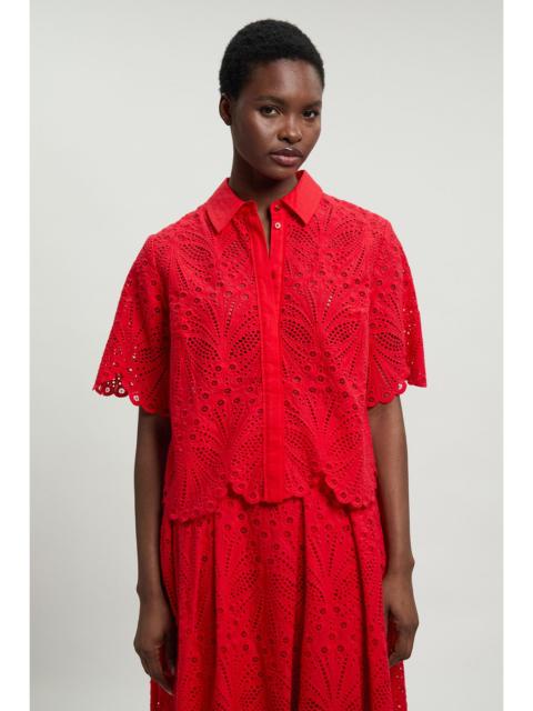 KAREN MILLEN Cotton Broderie Short Sleeve Blouse