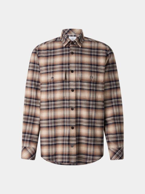 BOGNER Heiko Flannel Shirt in Beige/Navy Blue