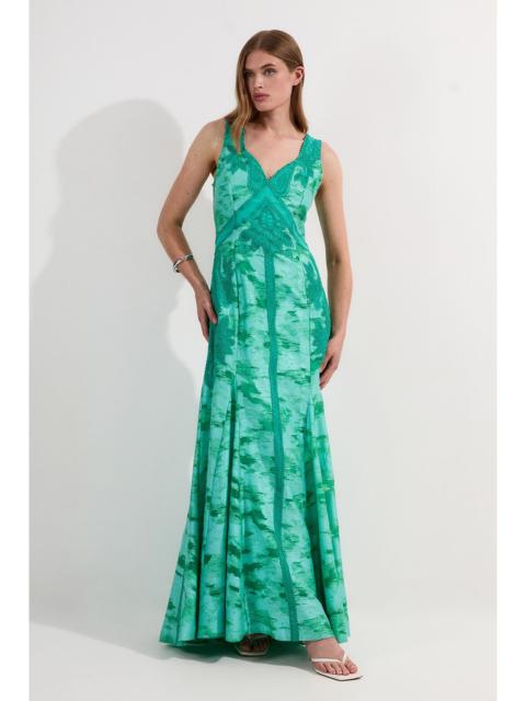 KAREN MILLEN Petite Burnout Embellished And Beaded Open Back Woven Maxi Dress