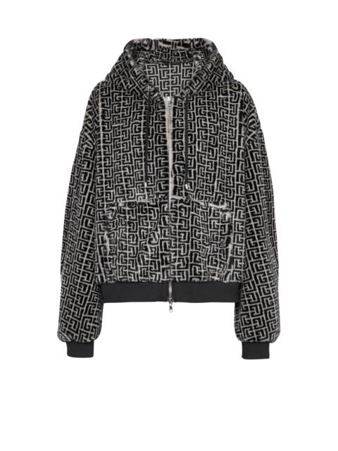 Balmain Hooded faux fur sweatshirt with Balmain monogram