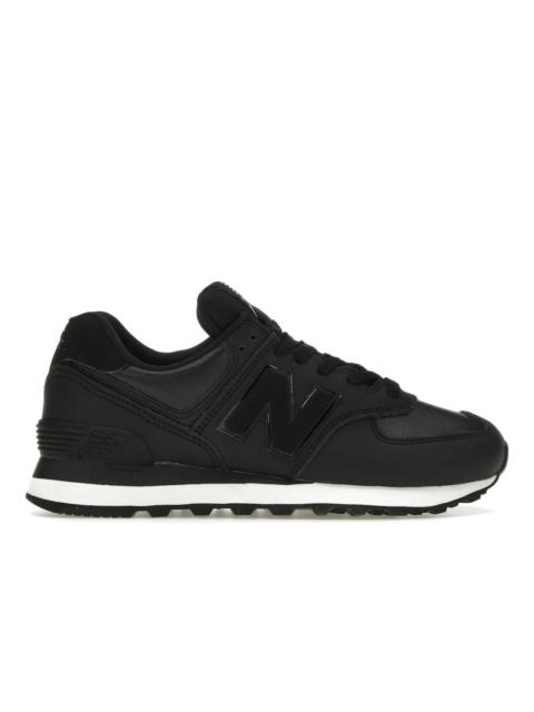 New Balance 574 Black Leather White Midsole (Women's)