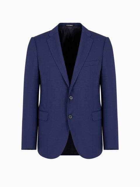 Slim-fit single-breasted jacket in natural, tropical, stretchy, light wool