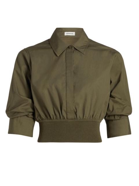 SIMKHAI Women's Stiles Cotton Crop Shirt - Fern
