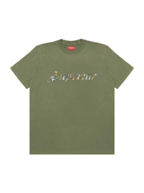 Supreme Floral Appliqué Short-Sleeve Top 'Olive'