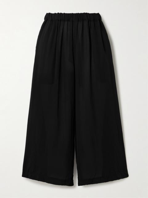 Comme des Garçons Comme des Garçons Cropped Crepe De Chine Wide-leg Pants