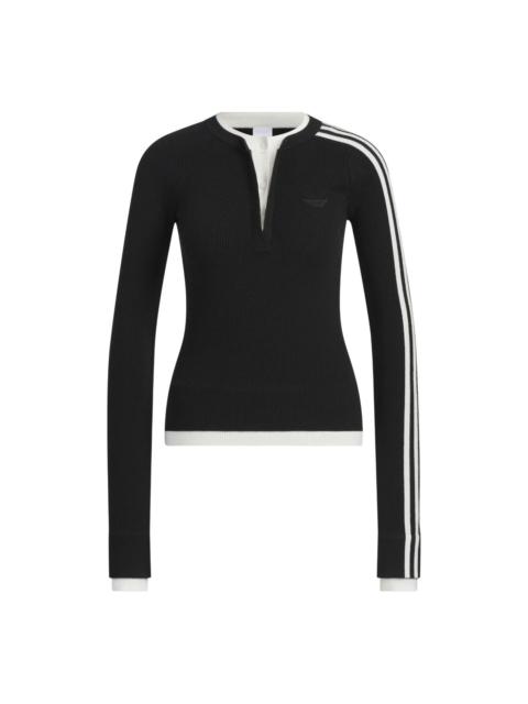 adidas (WMNS) adidas Premium 3S Button Sweatshirt 'Black' KS5333