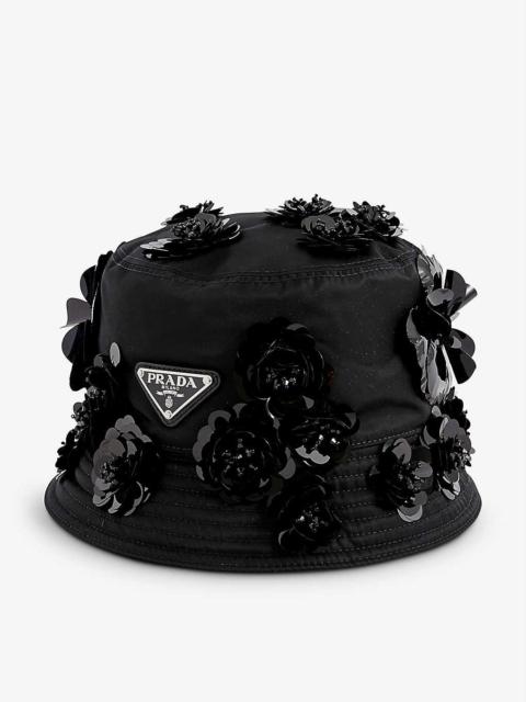 Prada Re-Nylon floral-embellished recycled-nylon bucket hat