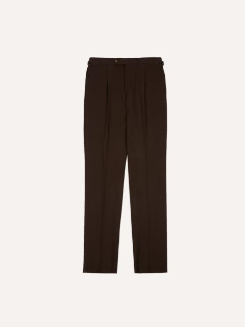 Drake's Brown Wool-Cotton Single Pleat Trouser
