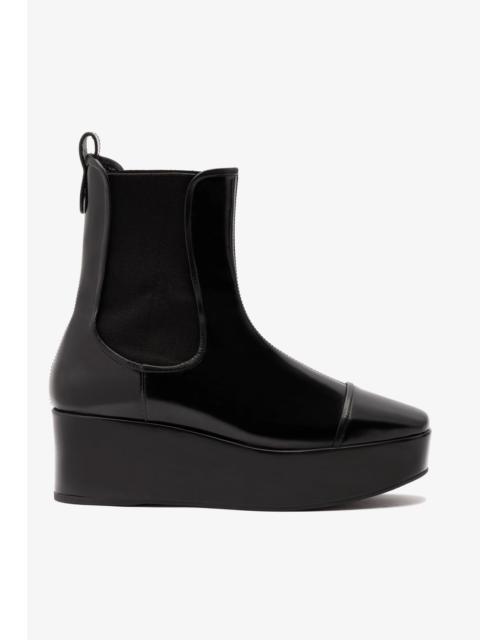Larroudé Dani Chelsea Flatform Boot In Black Box Leather