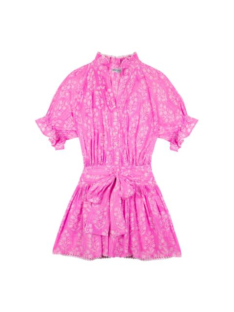 juliet dunn Small Flower Blouson Cotton Mini Dress pink