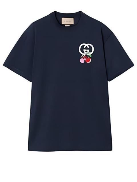GUCCI (WMNS) Gucci Cotton Jersey T-Shirt With Patch 'Navy' 776596-XJGHK-4215
