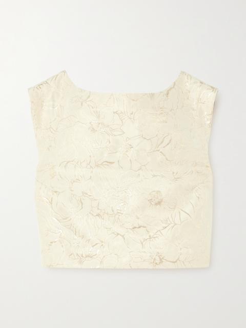 DESTREE Richard Cropped Metallic Floral Brocade Top