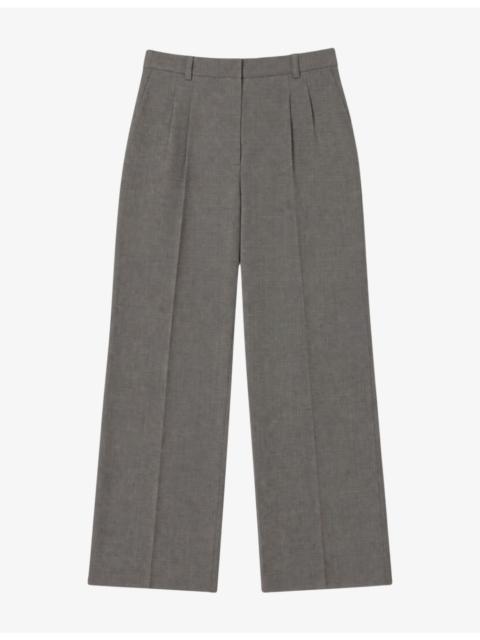 The Kooples Wide Mid-Rise Wool-Blend Trousers