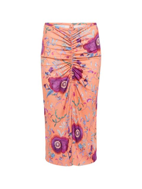 Isabel Marant Joella floral ruched midi skirt