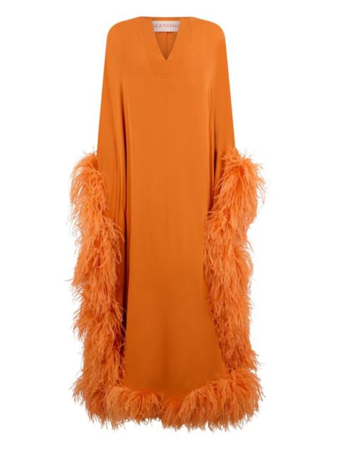 Valentino feather-trim maxi dress