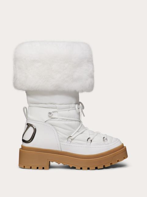 Valentino Trekkgirl Winter Boot in technical nylon and rabbit fur 40 mm