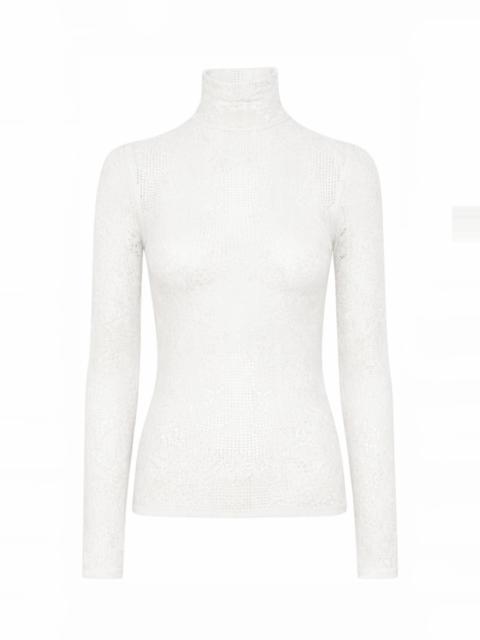GABRIELA HEARST Waite Pointelle Knit Lace Top in Ivory Silk Merino Wool