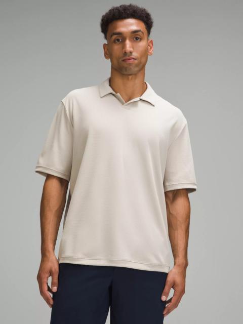 Textured Mesh Short-Sleeve Polo Shirt