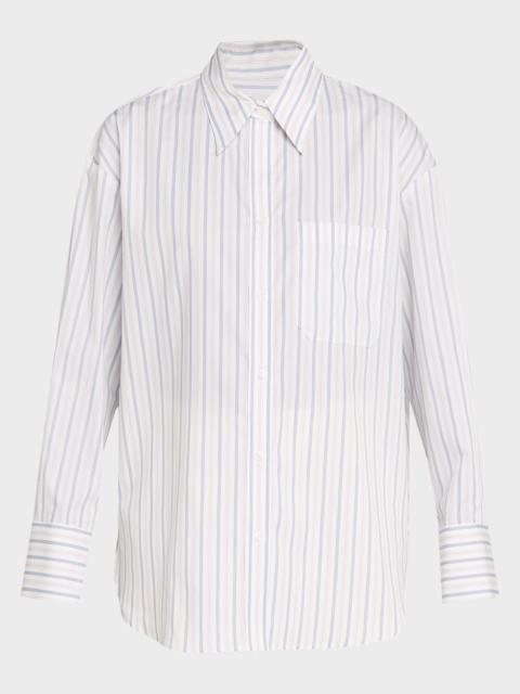 TWP Big Joe Shirt in Hairline Stripe