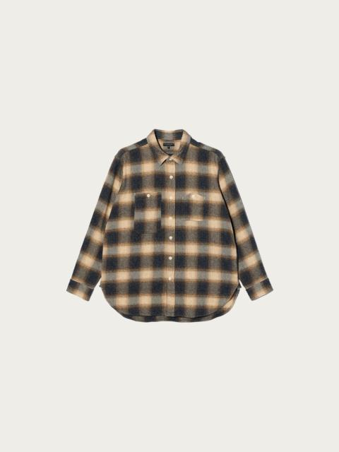 Engineered Garments Work Shirt - Khaki Cotton Heavy Shadow Plaid Flannel