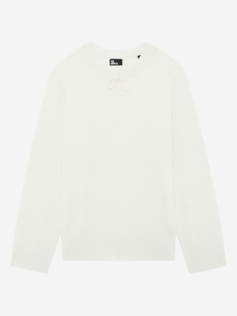 The Kooples ROUND-NECK CASHMERE SWEATER, ECRU