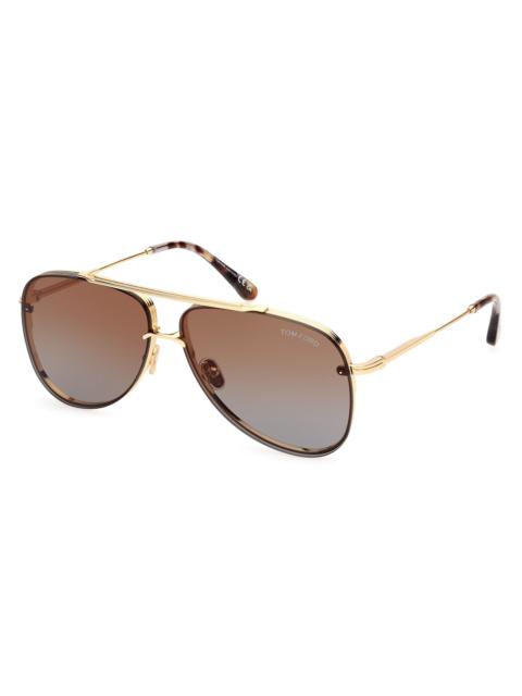 TOM FORD Women's Leon 62MM Aviator Sunglasses - Gold Gradient Brown
