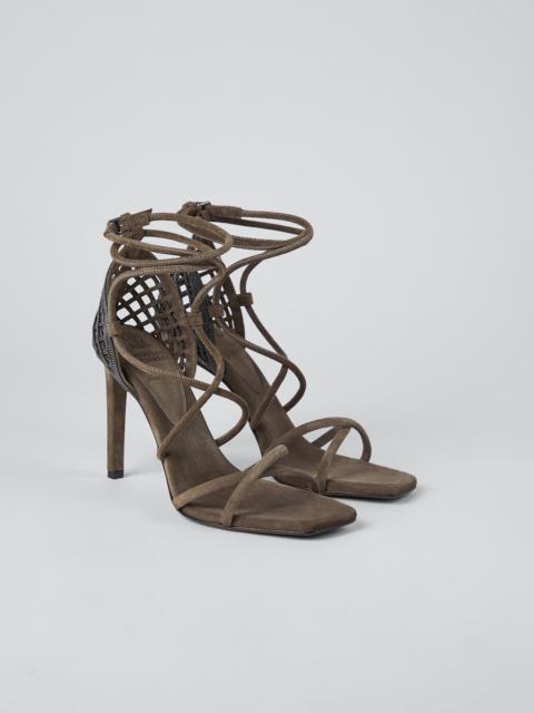 Brunello Cucinelli Suede heels with precious net insert