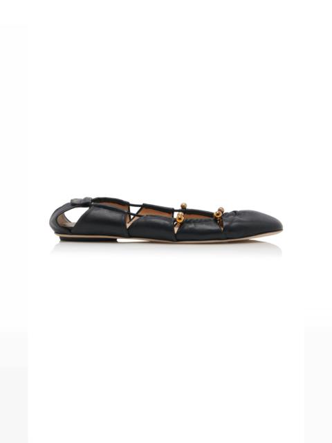 Chloé Luna Embellished Cutout Leather Flats black
