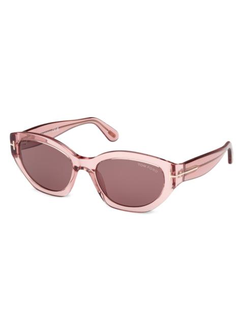 TOM FORD Women's Penny 55MM Geometric Sunglasses - Transparent Rose Brown