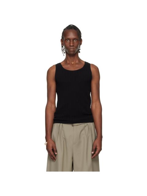 Dries Van Noten Black Rib-Knit Tank Top