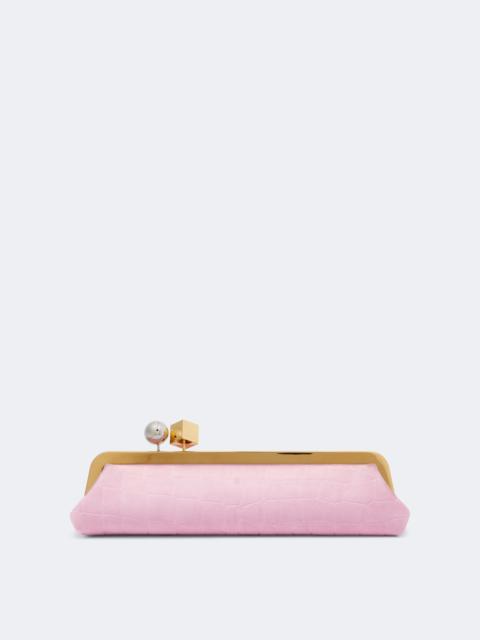 JACQUEMUS Salon croc-effect suede clutch