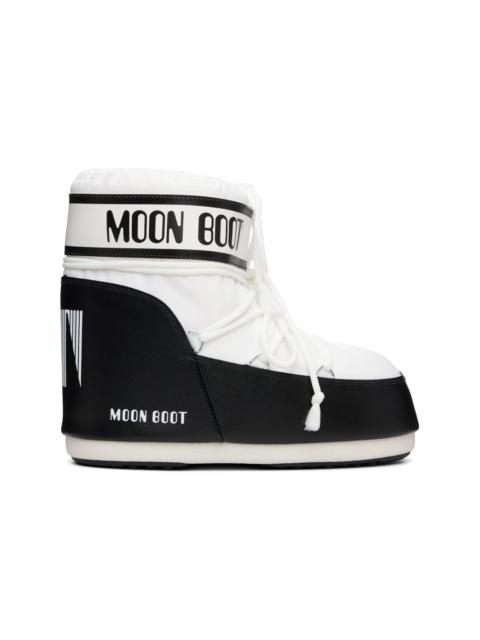 MOON BOOT White & Black Icon Low Nylon Boots