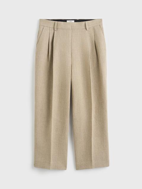 TOTEME Double-pleat cropped linen trousers beige