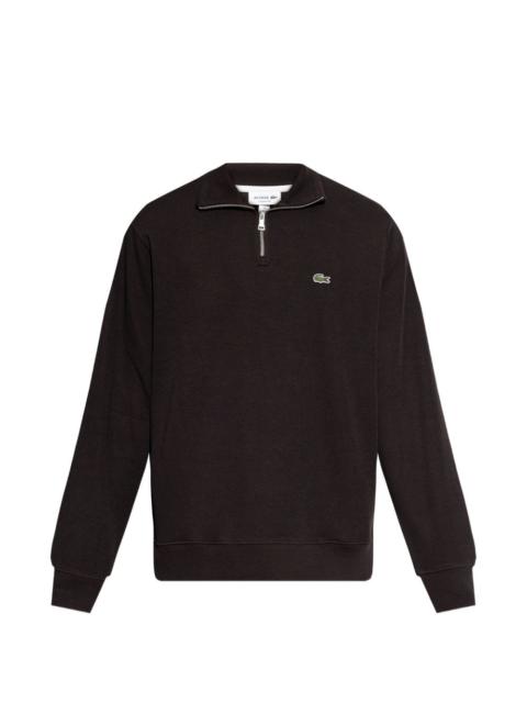 LACOSTE zip-up logo-patch sweatshirt