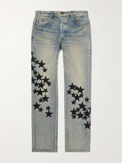 AMIRI Straight-Leg Leather-Appliquéd Jeans