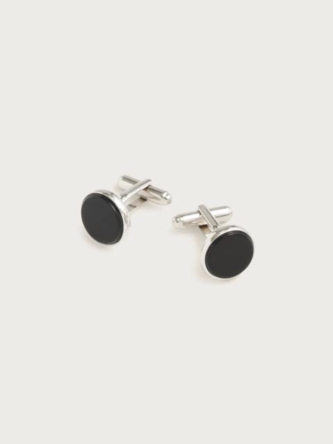 J.CREW Black onyx sterling silver rounded cuff links