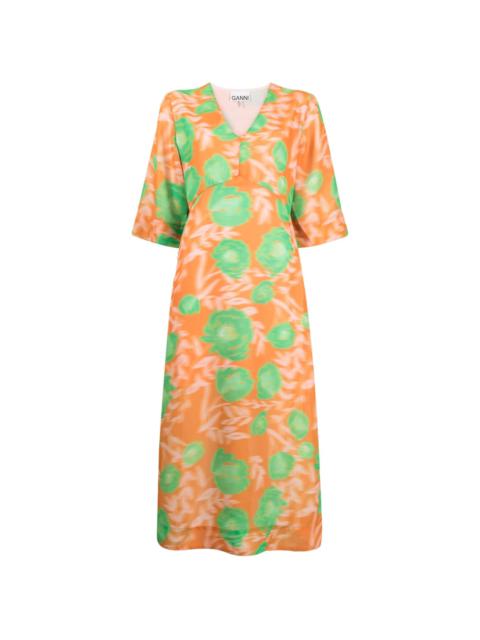 GANNI floral-print 미디 드레스