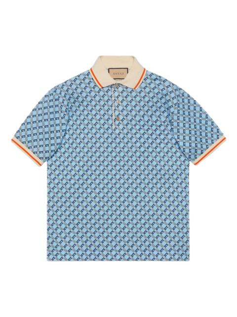 GUCCI Gucci Geometric G Cotton Piquet Polo Shirt 'Light Blue' 742385-XJFGF-4311