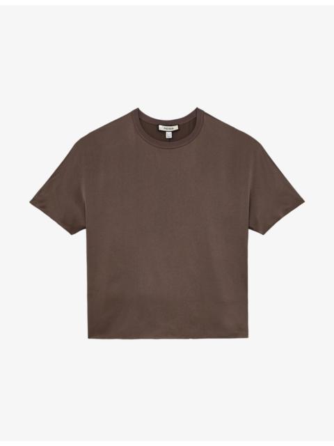 REISS Lena Short-Sleeve Silk Top