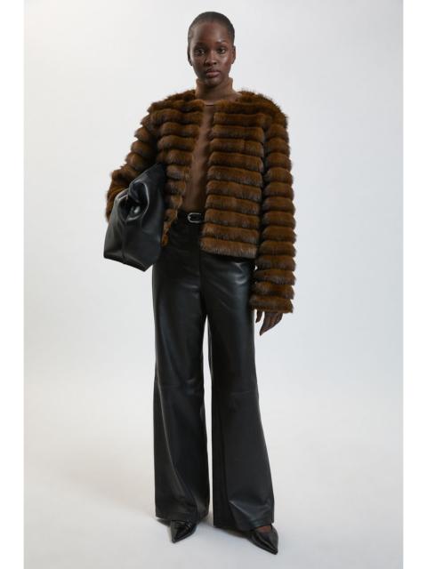 KAREN MILLEN Faux Fur Panelled Long Sleeve Jacket