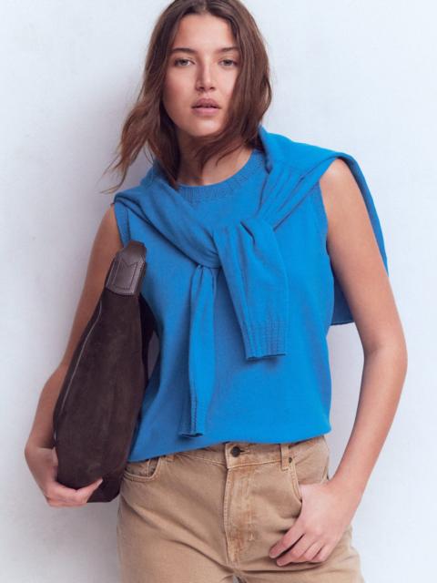 BODEN Emilia Cotton Crew Neck Vest-Kingfisher Blue