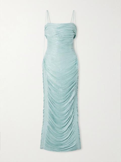 MARMAR HALIM Ruched pleated satin gown Blue