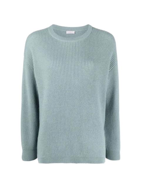 ribbed-knit side-button jumper