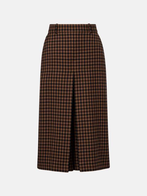 SAINT LAURENT Gingham mid-rise wool culottes