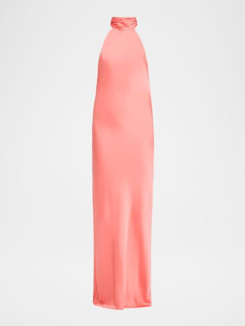 RAMY BROOK Tatiana Low-Cut Halter Column Gown