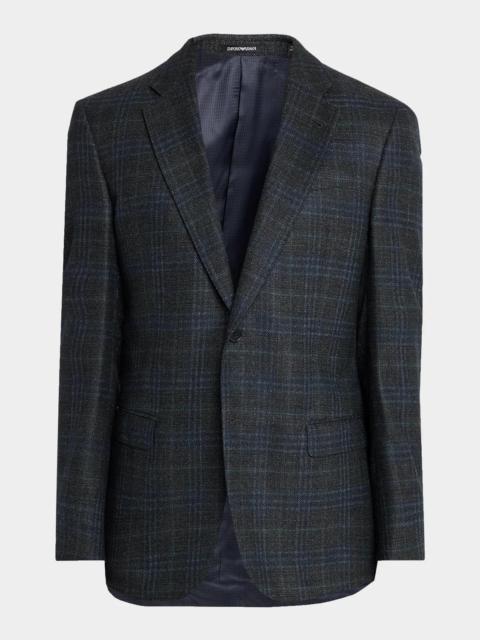 EMPORIO ARMANI Men's G Line Wool Melange Plaid Sport Coat