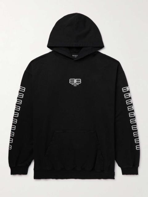 BALENCIAGA Logo-Embroidered Cotton-Jersey Hoodie