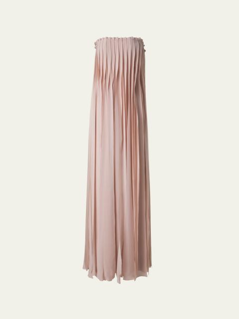AKRIS Strapless Silk Georgette Ribbon Gown